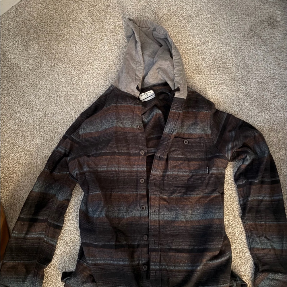 Billabong Men's Striped Hooded Shirt
